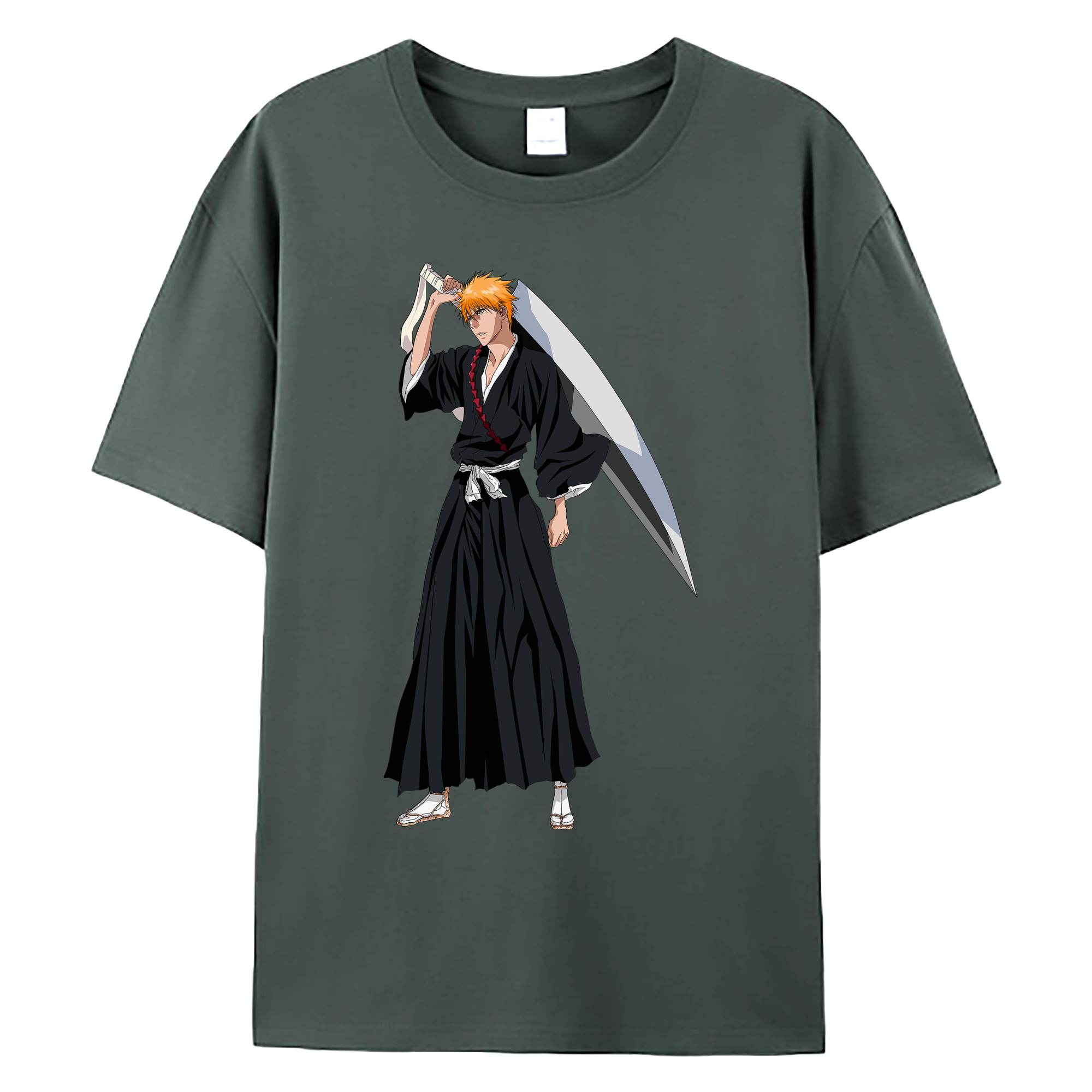 （画像用） ブリーチ 黒崎一護（くろさき いちご）BLEACH Kurosaki Ichigo 綿100％ メンズ半袖Tシャツ｜肌触りやわらか＆通気性